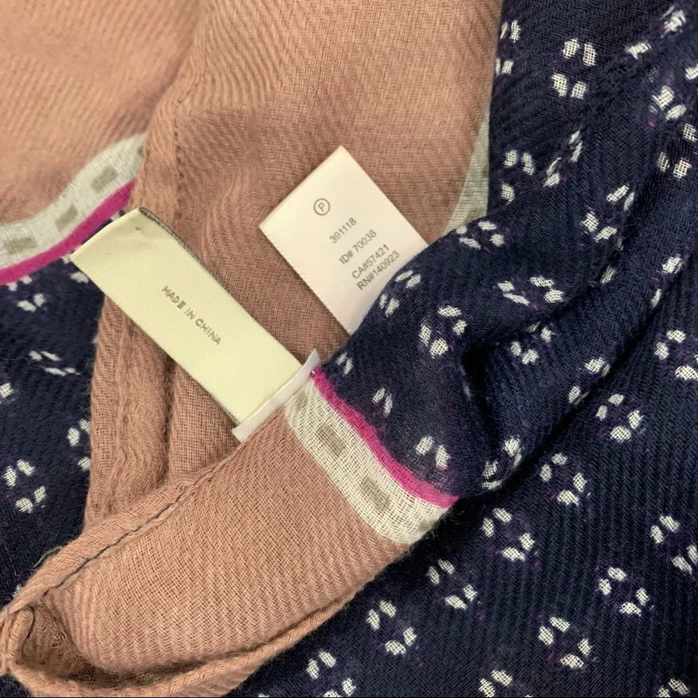 LOFT navy and rose printed infinity scarf